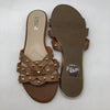 JENNIFER LOPEZ GINGKO STRAPPY Tan STUDDED SLIP ON SANDALS - Size 8 M